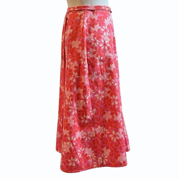 VTG 70s Lilly Pulitzer Wrap Skirt Size S Midi Ditzy Floral Belted Buckle - Picture 3 of 8